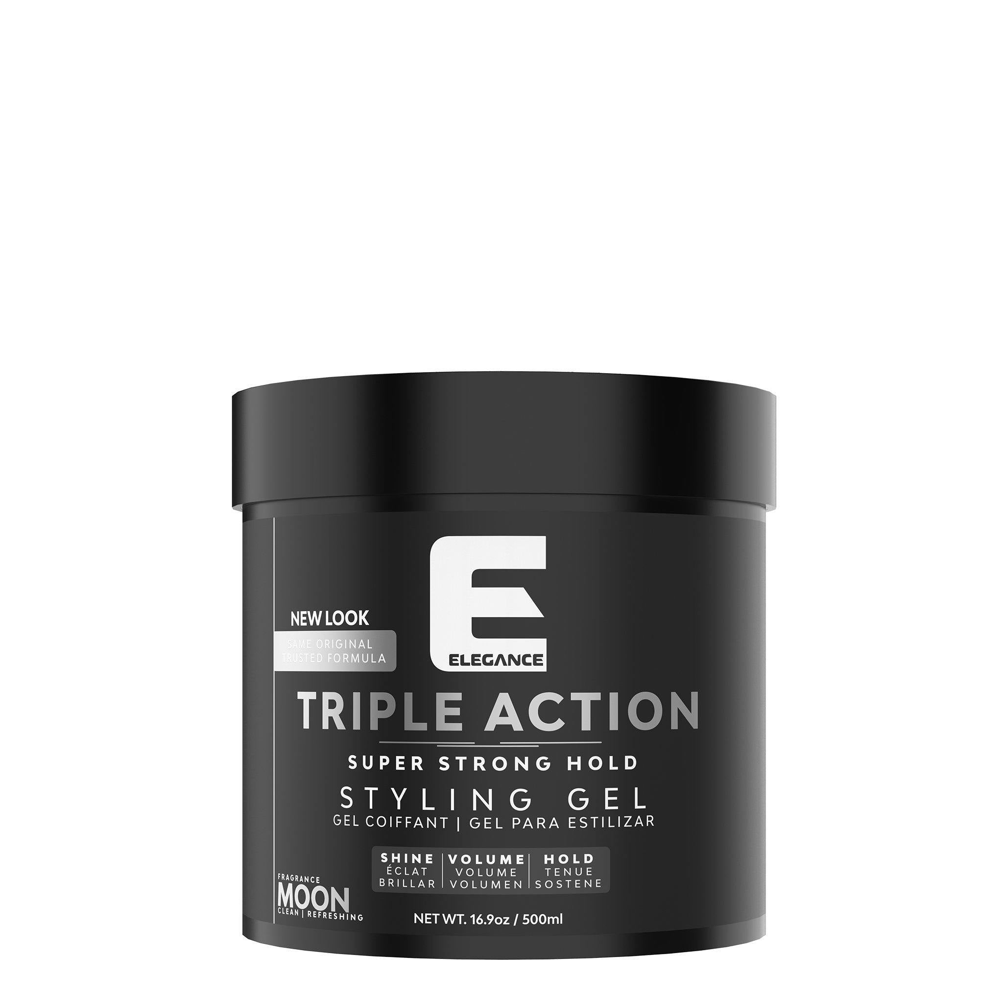 Elegance USA Hair Triple Action styling gel 8.45 oz 250 ml Moon Super strong hold Silver Pot 150-15602