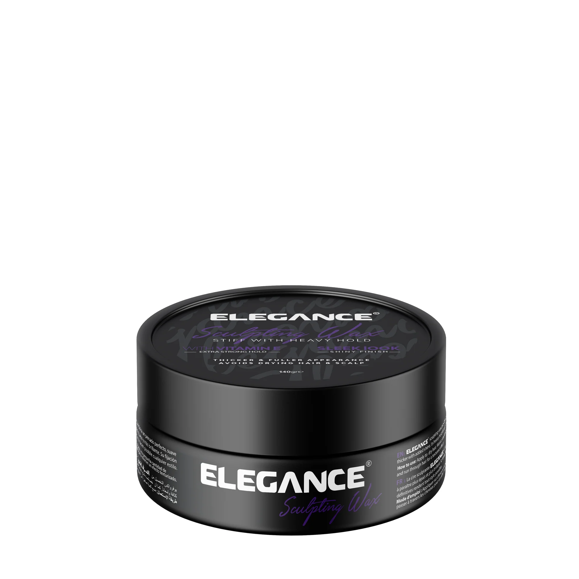 Elegance USA Hair Sculpting Wax 4.73 oz 140 gr vitamine E sleek look purple Pot 100-235 product shot perspective