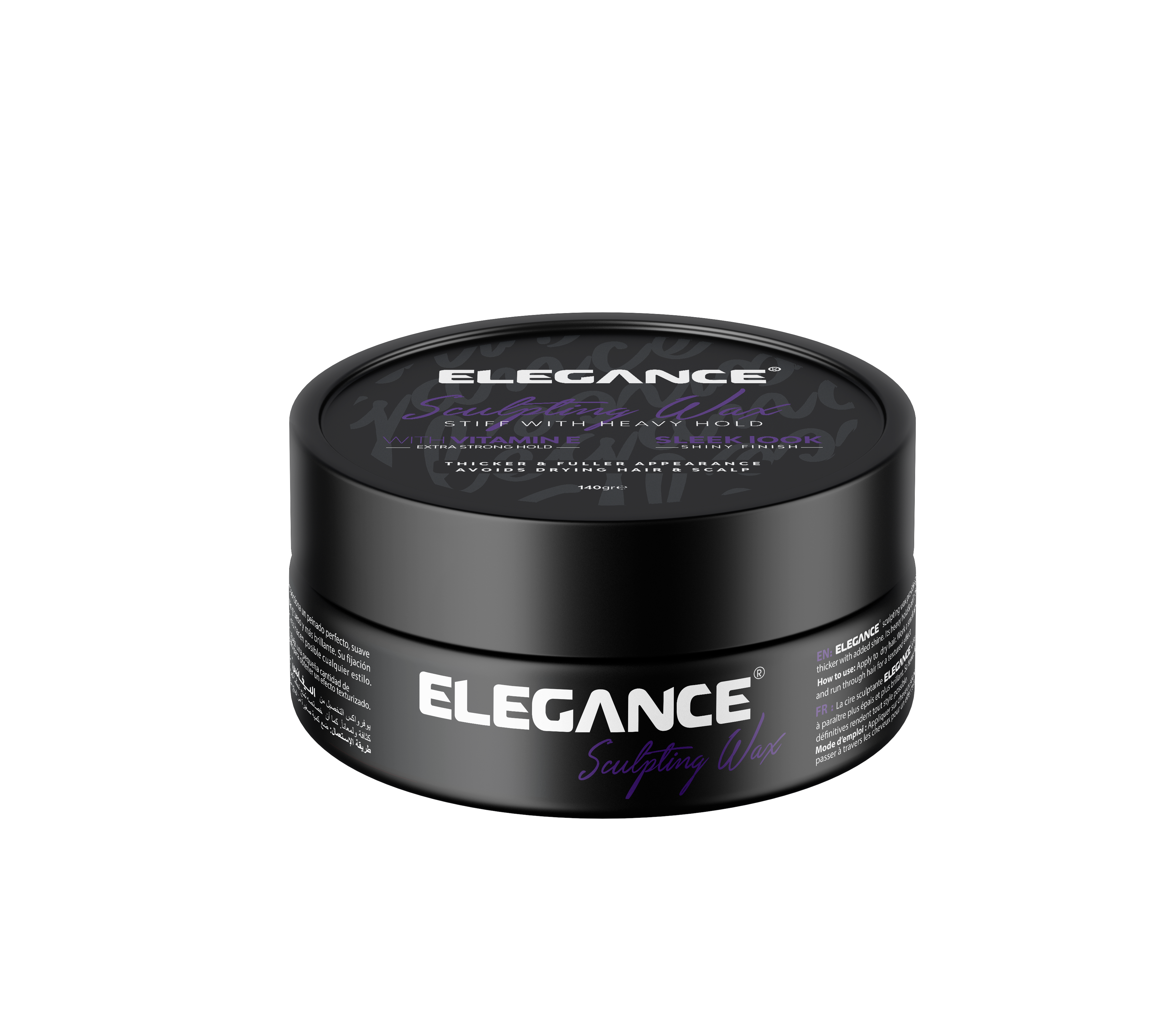 Elegance USA Hair Sculpting Wax 4.73 oz 140 gr vitamine E sleek look purple Pot 100-235 product shot perspective