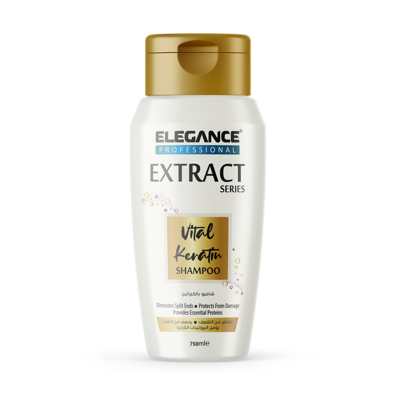 Elegance USA Hair shampoo extract series 750ml vital keratin eliminates split ends protects from damage provides essential proteins bottle