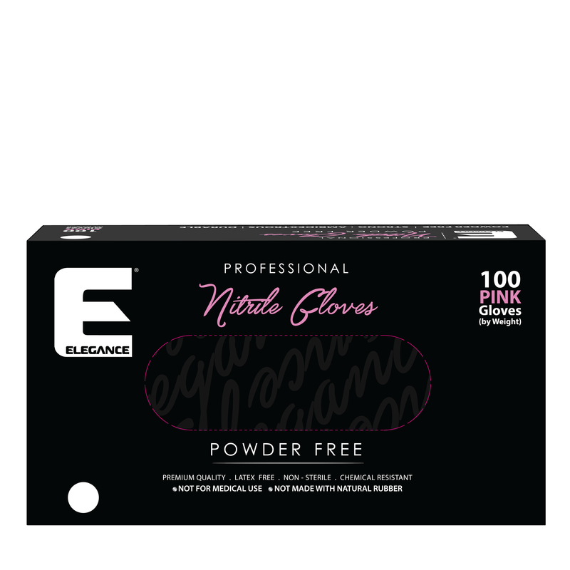 Box of Elegance USA professional nitrile gloves pink powder free 100pcs pack premium quality latex free chemical resistant