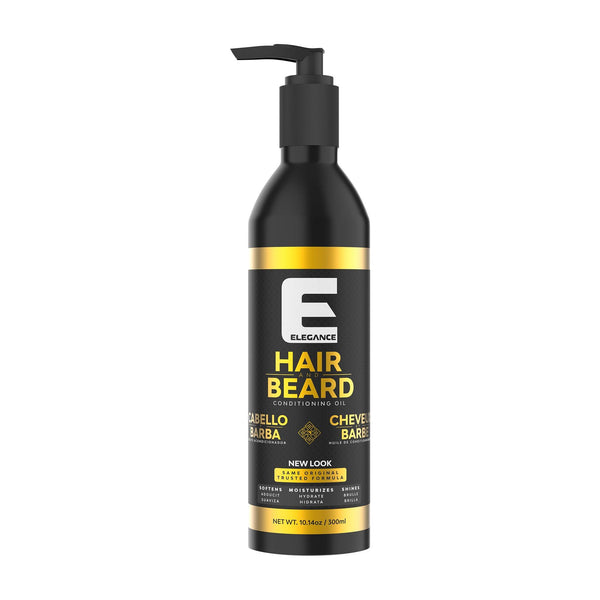 Elegance USA Hair - Hair and Beard Oil 3.38 oz 100 ml Refreshing Scent Softens Moisturizes Shines Yellow Gold Dispenser 150-166